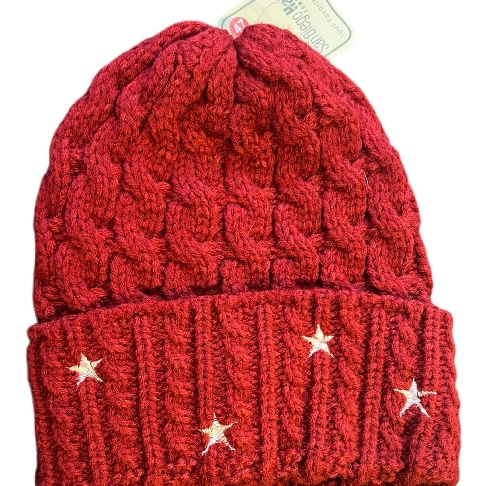 San Diego Hat Company Red Cable Knit Beanie Women’s O/S — image 3 of 6
